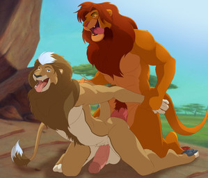 5_fingers anal anal_penetration anthro balls big_penis blue_eyes brown_hair detailed_background duo fingers fur fur_markings genitals hair humanoid_genitalia humanoid_penis male male/male markings open_mouth pawpads paws penetration penile penile_penetration penis penis_in_ass pink_penis pubes red_hair tongue tongue_out vein veiny_penis white_hair yellow_body yellow_sclera weskers disney the_lion_king simba_(the_lion_king) felid lion mammal pantherine 2026 absurd_res hi_res
