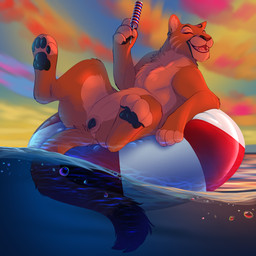 animal_genitalia animal_vulva black_pawpads black_vulva brown_body brown_fur bubble cloud countershading feline_genitalia feline_vulva female feral floating food fur genitals ocean_tide pawpads plump_labia pool_float popsicle popsicle_stick sea sky skyscape solo summer sunset vulva water conditional_dnp lynxbrush tallulah_(vinylpuma89) cougar felid feline mammal 1:1 hi_res