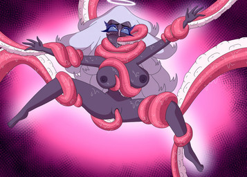 4_fingers ambiguous_gender ambiguous_on_humanoid areola asphyxiation barefoot big_breasts blue_sclera blush blush_lines bodily_fluids breasts cheek_bulge choking cyanosis drooling duo eye_roll eyelashes feet female female/ambiguous fingers forced forced_oral forced_spreading forced_spreading_legs freckled_face freckles genitals grey_body grey_skin hair halo long_eyelashes long_hair nipples nude nude_female nude_humanoid oral oral_penetration penetration pink_background pink_body pink_tentacles purple_nipples rape restrained restrained_arms restrained_by_tentacles restrained_legs saliva sex simple_background small_waist spread_arms spread_legs spreading suckers sweat tentacle_around_ankle tentacle_around_arm tentacle_around_breast tentacle_around_leg tentacle_around_neck tentacle_in_mouth tentacle_in_vagina tentacle_penetration tentacle_rape tentacle_sex tentacles textured_background vaginal vaginal_penetration vulva wet white_hair poparc_nsfw hazbin_hotel hellaverse sera_(hazbin_hotel) angel angel_humanoid aquatic cephalopod coleoid humanoid mollusk octopodiform seraph_(angel) tentacle_creature 2025 absurd_res hi_res