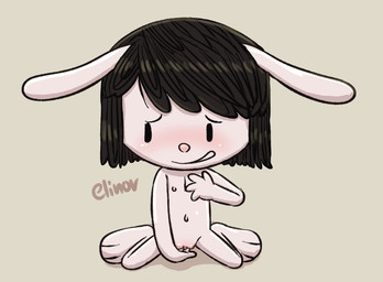 3_toes 4_fingers anthro black_eyes black_hair blush breasts clitoris ears_down feet female fingers flat_chested fur genitals grin hair hand_on_breast hand_on_own_breast loli looking_aside looking_away masturbation navel nipple_fetish nipple_play nipples nude paws pink_nose pivoted_ears simple_background sitting smile solo text toes vaginal vaginal_masturbation vertical_bar_eyes wariza white_body white_fur young polygon5 elinor_wonders_why pbs elinor_rabbit lagomorph leporid mammal rabbit
