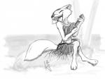 anthro biped clothed clothing crossed_legs eyes_closed female floral flower flower_garland garland grass_skirt hula_dancer jewelry lei lute midriff musical_instrument necklace open_mouth plant plucked_string_instrument singing sitting solo string_instrument ukulele ittybittykittytittys disney zootopia skye_(zootopia) arctic_fox canid canine fox mammal true_fox 2016 4:3 greyscale hi_res monochrome signature