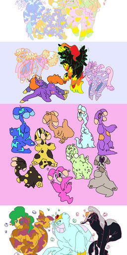 ambiguous_gender feral group horn 2n2n mythology neopets blumaroo equid equine mammal mythological_creature mythological_equine neopet_(species) peophin_(neopets) uni_(neopets) 2015 aliasing digital_media_(artwork) hi_res