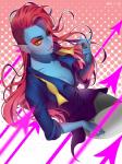 abstract_background blue_body blue_skin bow_tie breasts cigarette cleavage clothed clothing female gills hair long_hair non-mammal_breasts red_hair shirt solo topwear untied_bow_tie yellow_eyes siqlyprince undertale undertale_(series) reka undyne animal_humanoid fish fish_humanoid humanoid marine marine_humanoid 2016 3:4 hi_res