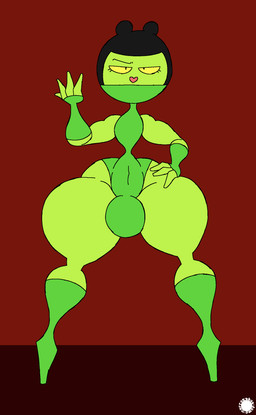 4_fingers anthro armwear boots bulge clothing covered_mouth curvy_figure elbow_gloves eyelashes femboy fingerless_gloves fingers footwear fur gloves green_body green_fur hand_on_hip handwear heart_nose heart_symbol knee_boots knee_highs legwear leotard logo male navel_outline ninja shoes small_waist solo text thick_thighs warrior wasp_waist wide_hips yellow_sclera thatdawgmurray happy_tree_friends mortal_kombat reptile_(mortal_kombat) eulipotyphlan mammal mole_(animal) 2026 aliasing artist_logo artist_name digital_media_(artwork) hi_res signature