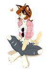 4_toes anthro barefoot breasts brown_eyes brown_hair claws clothed clothing digitigrade eyebrows eyelashes feet female hair simple_background sitting smile solo toes white_background wolflady danika_(wolflady) canid canine canis domestic_dog mammal 2020 digital_media_(artwork)