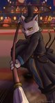 anthro asian_clothing chinese_clothing clothing east_asian_clothing fighting_pose fur male pose ranged_weapon solo weapon white_body white_fur yellow_sclera yellowolf white_cat_legend li_bing_(white_cat_legend) domestic_cat felid feline felis mammal hi_res