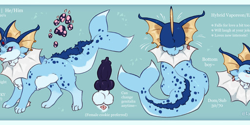 animal_genitalia animal_penis border canine_genitalia canine_penis ear_piercing feral fusion genitals knot knotted_penis male pawpads penis piercing pokemon_fusion slightly_chubby slightly_chubby_feral solo spots spotted_pawpads text white_border lynx_scenting nintendo pokemon barii_(bariibarr) eeveelution espeon generation_1_pokemon generation_2_pokemon pokemon_(species) vaporeon english_text hi_res model_sheet