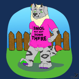 anthro balls balls_outline bulge clothing detailed_bulge genital_outline genitals male penis_outline shirt simple_background solo text text_on_clothing topwear demichi_rayker demichi_(demichi) demichi_(specie) 1:1 flat_colors