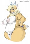 anthro belly breasts conditional_dnp deer female genitals looking_at_viewer mammal nipples ourflatcoat overweight overweight_anthro overweight_female pink_nipples pussy solo thick_thighs