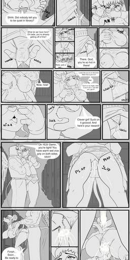 anthro bodily_fluids breast_grab breast_squeeze breasts covered_mouth cum cum_inside duo eyewear fellatio female finger_in_mouth fingering genital_fluids genitals glasses good_girl grope hand_on_breast library male male/female oral penile profanity questionable_consent rough_sex saliva sex squeezing stealth_sex text vaginal vaginal_fingering vaginal_fluids vulva ruanshi mythology avian gryphon mythological_avian mythological_creature absurd_res comic english_text hi_res line_art