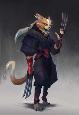 3_toes anthro barefoot brown_body brown_fur claws clothing ear_piercing ear_ring feet fur looking_at_viewer male melee_weapon ninja piercing ring_piercing simple_background solo standing tail toes warrior weapon yellow_eyes jeffchendesigns domestic_cat felid feline felis mammal 2019 absurd_res digital_media_(artwork) hi_res