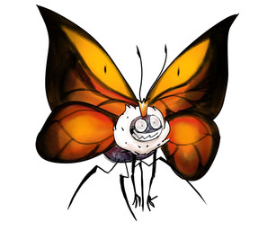 4_legs ambiguous_gender antennae_(anatomy) black_antennae crown eyespots feral flying grey_body grin headgear insect_wings markings monotone_background monotone_body orange_wings pupils ruff simple_background small_pupils smile solo spread_wings teeth toothy_grin white_background wings glean143466 disney hoppers_(disney) pixar titus_(hoppers) arthropod butterfly insect lepidopteran monarch_butterfly 2026 digital_media_(artwork) hi_res
