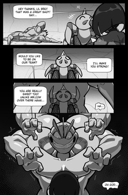 4_arms angry anthro biped death_glare detailed_background dialogue feral group larger_humanoid male multi_arm multi_limb muscular muscular_anthro muscular_humanoid muscular_male size_difference smaller_humanoid smaller_male speech_bubble talking_to_another text trio vein cuchuflin nintendo pokemon andre_(cuchuflin) spinny_(cuchuflin) arachnid arthropod generation_1_pokemon generation_2_pokemon humanoid machamp pokemon_(species) spinarak 2025 absurd_res comic digital_drawing_(artwork) digital_media_(artwork) english_text greyscale hi_res monochrome