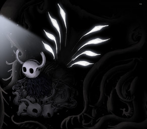 2_horns 8_eyes ambiguous_gender biped black_eyes cloak clothed clothing duo horn multi_eye standing tendrils white_eyes cohavmuzar hollow_knight_(franchise) team_cherry shade_lord_(hollow_knight) the_knight_(hollow_knight) arthropod vessel_(species) 2025 hi_res