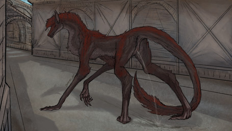 alley anus bared_teeth bodily_fluids butt clear_urine ears_up feet female feral fur genital_fluids genitals hindpaw long_legs looking_at_viewer outside paws peeing presenting presenting_hindquarters raised_tail solo street tail teeth urine urine_on_ground vulva watersports gummi_art mythology riven_(atrumpet) dragon furred_dragon furred_scalie mythological_creature mythological_scalie scalie 16:9 digital_drawing_(artwork) digital_media_(artwork) digital_painting_(artwork) hi_res painting_(artwork) widescreen