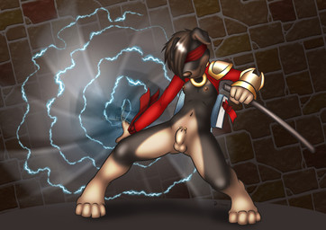 animal_genitalia anthro areola armor balls biped black_body black_hair black_nose blindfold book breasts digitigrade floppy_ears front_view furgonomic_piercing furgonomics genital_piercing genitals gloves_(marking) gynomorph hair hair_over_eye holding_melee_weapon holding_object holding_sword holding_weapon intersex leg_markings magic magic_user markings melee_weapon mostly_nude multicolored_body navel nipples piercing pose sheath sheath_piercing shoulder_guards small_breasts socks_(marking) solo sword tan_body tan_markings two_tone_body vambrace weapon danaume canid canine canis dobermann domestic_dog mammal pinscher 2025 trans_(lore) trans_woman_(lore)