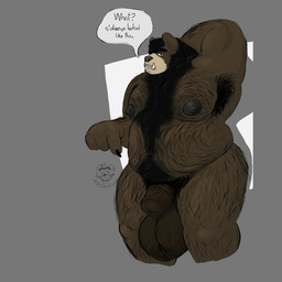 animal_genitalia animal_penis anthro armpit_hair balls belly big_balls big_nipples black_hair black_nipples body_hair butt_hair claws darkened_balls darkened_genitalia darkened_penis equine_genitalia equine_penis eyebrows flaccid genitals gesture hair hairy hand_behind_head hand_gesture happy_trail looking_at_viewer male mane medial_ring moobs nipples overweight penis pointing pointing_at_penis pointing_at_self pubes solo talking_to_viewer text tusks unibrow vein veiny_penis adrian_dough bearnard_adams bear black_bear mammal ursine english_text hi_res