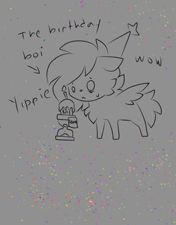 ambiguous_gender birthday candle chibi clothing cupcake female feral food gynomorph hat headgear headwear intersex male party_hat sad solo wings pegacousin friendship_is_magic hasbro my_little_pony mythology pegacousin_(pegacousin) equid equine horse mammal mythological_creature mythological_equine pegasus pony 2024 absurd_res hi_res sketch genderfluid_(lore)