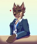 anthro clothing fur heart_symbol looking_at_viewer male male_anthro simple_background smile solo suit teeth white_background potatokamaos dreamworks the_bad_guys mr._wolf_(the_bad_guys) canid canine canis mammal wolf 2021 absurd_res hi_res