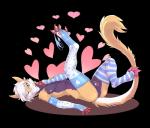 anthro anus arm_warmers armwear backsack ball balls belly biped black_background black_belly black_body black_fur bridal_gauntlets brown_body brown_fur butt clothed clothing clothing_around_one_leg digitigrade femboy fur genitals hair heart_symbol kemono legwear looking_at_viewer lying male mostly_nude multicolored_body multicolored_fur on_back one_eye_closed panties panties_around_one_leg panties_down partially_clothed pupils raised_leg raised_tail seductive simple_background slit_pupils smile solo stockings tail thigh_highs underwear underwear_around_one_leg underwear_down white_hair wink yellow_eyes ark_warrior johnsergal_(character) mammal sergal john_(disambiguation) 2014 digital_media_(artwork)