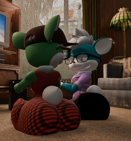 anthro barbell_piercing baseball_cap big_butt bottomwear butt clothing controller duo ear_piercing ear_ring electronics eye_contact eyewear facial_piercing femboy freckles furniture game_controller gaming glasses hat headgear headwear huge_butt looking_at_another male narrowed_eyes nose_piercing nose_ring pants pattern_bottomwear pattern_clothing pattern_pants piercing plaid plaid_bottomwear plaid_clothing plaid_pants playing_video_game ring_piercing shirt sitting sitting_on_ground smug_grin sofa t-shirt tank_top television thick_thighs topwear kirby_animatez kama_sutra microsoft sega sonic_the_hedgehog_(series) xbox xbox_game_studios xbox_one ezra_the_gaia fan_character vincent_(onyxsplash) canid canine canis chihuahua domestic_dog gaia mammal toy_dog 3d_(artwork) digital_media_(artwork) hi_res