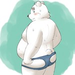 anthro belly big_belly blush butt kemono male moobs overweight overweight_male simple_background solo white_body yaki_atsuage utau shirane_kan bear mammal polar_bear ursine 1:1 2024 hi_res