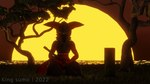 anthro fur grass grave machine male plant red_body samurai solo sunset tree warrior water king_sumo_(artist) protogen robot 16:9 2022 3d_(artwork) blender_(artwork) digital_media_(artwork) hi_res signature watermark widescreen