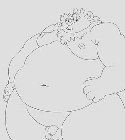 anthro balls belly chubby_cheeks flaccid foreskin fur genitals half-closed_eyes male moobs morbidly_obese morbidly_obese_anthro morbidly_obese_male narrowed_eyes navel nipples nude obese obese_anthro obese_male overweight overweight_anthro overweight_male penis solo thick_thighs osos bear mammal 2015 archived_source black_and_white monochrome pen_(artwork) traditional_media_(artwork)