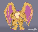 anthro big_muscles bikini biped claws clothing digitigrade female hair huge_muscles hyper hyper_muscles membrane_(anatomy) membranous_wings muscular purple_hair small_head solo spots steroids swimwear toe_claws two-piece_swimsuit virilization wings agonwolfe cheetah felid feline mammal hi_res