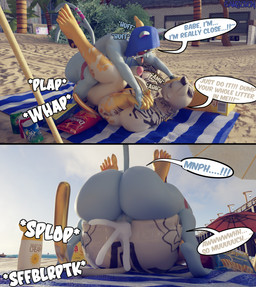anal anal_penetration anthro balls beach beach_towel beverage_can black_hair blue_hood bodily_fluids butt cheek_tuft cum cum_in_ass cum_inside dialogue duo facial_tuft forked_tail fur fur_tuft furgonomic_headwear furgonomic_hood furgonomics genital_fluids genitals hair male male/male male_penetrated male_penetrating male_penetrating_male muscular muscular_anthro muscular_male penetration penis sex sky speech_bubble tail talking_to_another talking_to_partner tattoo text tongue tongue_out towel tuft unusual_anatomy unusual_tail whiskers white_body white_fur camseven nes67911_(modeler) asian_mythology east_asian_mythology epic_games fortnite japanese_mythology mythology meowdas nyanja_(fortnite) domestic_cat felid feline felis mammal nekomata yokai 3d_(artwork) comic digital_media_(artwork) english_text hi_res