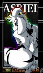 2017 anthro anus asriel_dreemurr_(god_form) balls blue_eyes boss_monster_(undertale) bovid butt caprine digital_media_(artwork) english_text erection fur genitals heart_symbol looking_at_viewer looking_back male mammal markings penis presenting presenting_hindquarters simple_background smile solo sruto text undertale undertale_(series) vein veiny_penis white_body white_fur