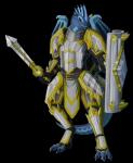 anthro armor claws digitigrade frill_(anatomy) melee_weapon membrane_(anatomy) membranous_frill paladin sharp_teeth shield simple_background solo sword tail teeth transparent_background weapon wings essence_of_rapture european_mythology mythology sol_vikar dragon mythological_creature mythological_scalie scalie western_dragon alpha_channel