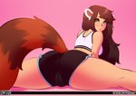 bra camel_toe clothed clothing female hair looking_at_viewer looking_back solo sports_bra thick_thighs underwear tsudamaku ailurid ailurid_humanoid animal_humanoid humanoid mammal mammal_humanoid red_panda_humanoid