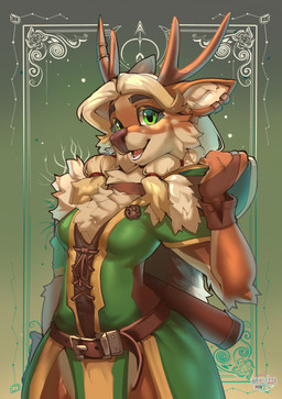 anthro antlers biped breasts clothed clothed_anthro clothed_female clothing countershade_torso countershading female fingers front_view fur hair horn looking_at_viewer simple_background solo standing teeth tongue cocoline_(artist) deer mammal 2026 absurd_res digital_drawing_(artwork) digital_media_(artwork) hi_res