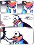 2016 aftertale animated_skeleton bone clothing comic dialogue english_text fur gloves handwear jacket loverofpiggies male not_furry papyrus_(undertale) sans_(undertale) scarf skeleton teeth text topwear undead undertale undertale_(series)