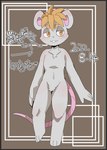 2022 3_toes blonde_hair blush border buckteeth eyebrows featureless_crotch feet fur grey_body grey_border grey_fur hair happy japanese_text looking_at_viewer mammal mo_to_i_chi murid murine navel nude_male rat rodent simple_background tail teeth text toes translated yellow_eyes