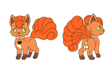 6_tails balls chastity_cage chastity_device collar collar_tag feral genitals green_eyes male multi_tail pink_chastity_cage pink_collar solo tail lewdkitten069 nintendo pokemon scarlet_the_vulpix generation_1_pokemon pokemon_(species) vulpix hi_res trans_(lore) trans_woman_(lore)