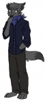 anthro barefoot biped blue_eyes clothed clothing feet fully_clothed kerchief male scar solo standing sweater topwear xx-heartattack kota_blakwulf canid canine canis fox hybrid mammal wolf