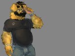 anthro beard belly belt bottomwear bracelet brown_hair bulge clock clothed clothing eyebrows eyewear facial_hair fully_clothed fur glasses grey_background hair jewelry male mature_male mustache overweight overweight_anthro overweight_male pants pose shirt simple_background solo topwear watch wristwatch yellow_body yellow_fur rileyavocado noel_(rileyavocado) bird_dog canid canine canis domestic_dog golden_retriever hunting_dog mammal retriever 2020 digital_media_(artwork) portrait three-quarter_portrait