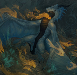 ambiguous_gender belly black_belly black_horn blue_body blue_eyes blue_scales blue_wings claws feet feral fin gradient_wings horn male membrane_(anatomy) ruins scales solo surprised tail tail_fin temple toes ventral_scales webbed_feet white_body white_scales white_wings wings lin_fluffydragon european_mythology mythology nexrem anthozoan aquatic cnidarian coral dragon fish ghost mythological_creature mythological_scalie scalie spirit western_dragon wyvern hi_res