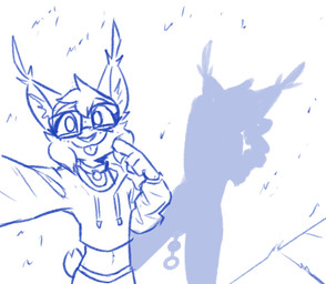 anthro blep cheek_tuft clothing crop_top detailed_background eyewear facial_tuft femboy freckled_face freckles fur glasses grass head_tuft looking_at_viewer male outside plant selfie shadow shirt tongue tongue_out topwear tuft theblueberrycarrots marc_(theblueberrycarrots) felid feline lynx mammal digital_drawing_(artwork) digital_media_(artwork) monochrome