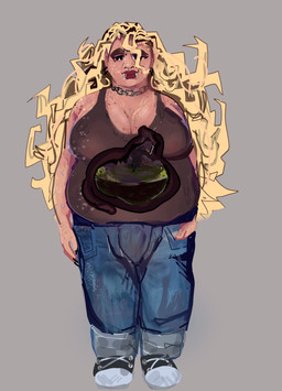 after_vore ambiguous_gender anthro begging bodily_fluids breasts bulge digestion disregard_of_life dominant duo fatal_vore gooey_digestion graphic_digestion gynomorph intersex larger_dom oral_vore overweight overweight_gynomorph overweight_intersex size_difference sweat uncaring_pred unwilling_prey vore lebigbeetle fan_character human humanoid mammal absurd_res hi_res