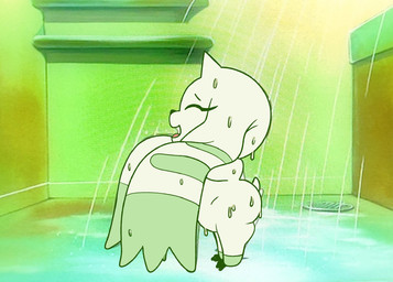 anthro bathing blissful female nude open_mouth shortstack shortstack_female shower showering solo technically_nude wet mr_harinezumi bandai_namco digimon digimon_(species) terriermon hi_res
