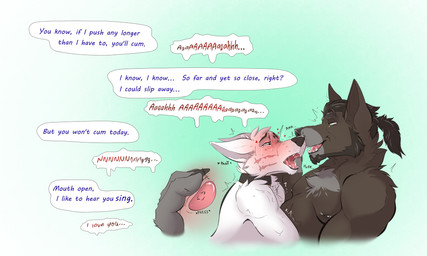 anal anal_fingering anal_penetration anthro anthro_on_anthro beard bodily_fluids collar collar_only crying dialogue dominant dominant_male duo edging eye_contact facial_hair fingering fur hair implied_chastity internal internal_anal looking_at_another male male/male moan nipples nude onomatopoeia open_mouth penetration ponytail prostate prostate_stimulation prostate_with_face saliva scar simple_background sound_effects submissive submissive_male tears text white_body aennor locktober aennor_(character) bai_se_(aennor) canid canine canis fox mammal wolf absurd_res english_text hi_res