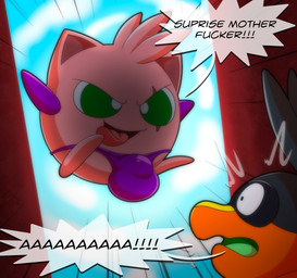 ambush big_bulge bulge clothing cloud detailed_bulge dialogue duo eye_scar facial_scar feral gloves handwear high-angle_view male male/male motion_lines panties profanity scar shocked sky superhero supervillain text tongue tongue_out underwear yelling tepigfan101 nintendo pokemon axel_the_tepig bacon_butt_(tepigfan101) creampuff_(tepigfan101) generation_1_pokemon generation_5_pokemon jigglypuff pokemon_(species) tepig waddling_head absurd_res english_text hi_res