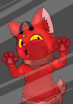 3_eyes against_surface anthro behind_glass glass glass_surface grey_background looking_at_viewer male multi_eye on_glass open_mouth pupils screen simple_background slightly_chubby slit_pupils solo squish yellow_sclera nekoni nekoni_(character) cat_demon demon low_res
