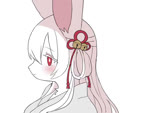 accessory albino anthro asian_clothing bell bell_accessory bell_bow blinking blush bow_ribbon cheek_tuft clothed clothing dot_nose east_asian_clothing eyelashes facial_tuft female fluffy fur hair hair_accessory hair_bow hair_ribbon japanese_clothing kimono long_hair looking_at_viewer neck_tuft open_mouth red_eyes ribbons simple_background smile solo sparkles topwear tuft white_body white_clothing white_fur white_hair white_topwear 115meg rei_(115meg) lagomorph leporid mammal rabbit 2d_animation 4:3 animated bust_portrait no_sound portrait short_playtime webm