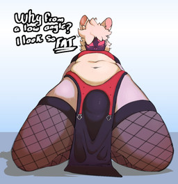 anthro bodily_fluids bulge clothing femboy fishnet_clothing fishnet_legwear huge_thighs legwear looking_at_viewer looking_down machine male slightly_chubby slightly_chubby_anthro slightly_chubby_male solo sweat sweaty_body sweaty_legs thick_thighs dam_iartz mythology dami_(dam_iartz) dragon lagomorph leporid mammal mythological_creature mythological_scalie protogen rabbit scalie
