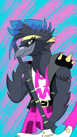 anthro beak electric_guitar female guitar hair multicolored_hair musical_instrument plucked_string_instrument solo string_instrument two_tone_hair crazy-fox brawlhalla munin_(brawlhalla) avian bird corvid corvus_(genus) oscine passerine raven 9:16 hi_res