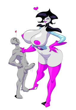 5_fingers 5_toes ?_face areola balls big_breasts big_butt big_penis black_hair boots breasts butt clothed clothing crossgender curvy_figure duo erect_nipples erection eyebrows eyelashes eyeshadow feet female fingers footwear foreskin genitals gloves hair hair_over_eye half-closed_eyes hand_on_hip hand_on_shoulder hands_on_hips handwear heart_symbol high_heeled_boots high_heels huge_breasts humanoid_genitalia humanoid_penis larger_female legwear lips machine makeup male mostly_nude mtf_crossgender narrowed_eyes navel nipples not_furry nude one_eye_obstructed penis pink_areola pink_eyes pink_lips pink_nipples shoes short_hair simple_background size_difference smaller_male smile standing thigh_boots thigh_highs toes voluptuous vulva white_background wide_hips slb undertale undertale_(series) anon mettaton mettaton_ex human humanoid mammal robot 2018 absurd_res hi_res